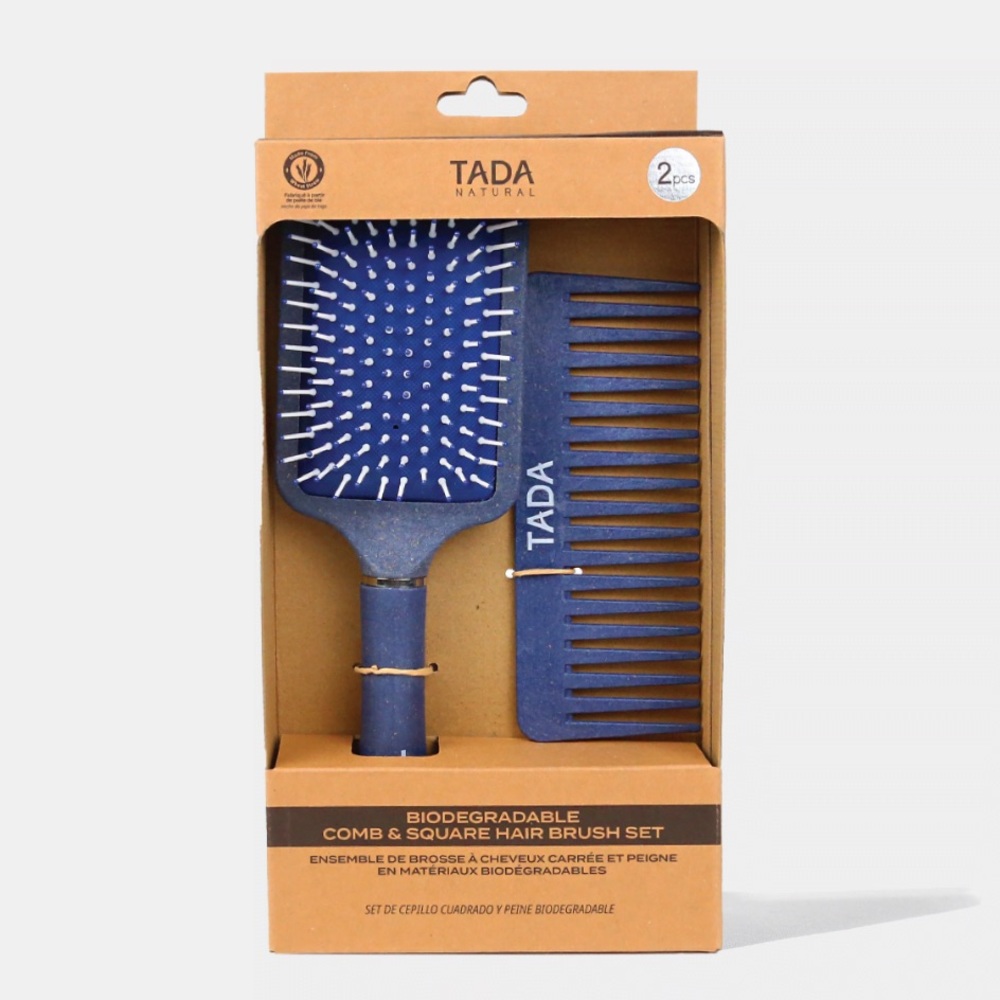 🩵TADA Natural Beauty | 2 Pieces Biodegradable Square Paddle Brush